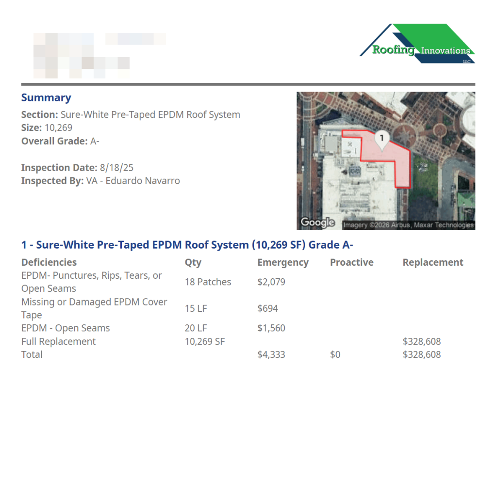 Deficiency detail — Missing EPDM Cover Tape