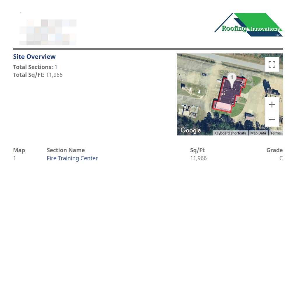 Sample Assessment Report — Section Overview (EPDM Membrane Roof)